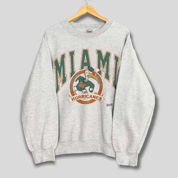 Vintage University of Miami Hurricanes Football Crewneck Sweatshirt, NCAA Shirt - Picture 1 of 2